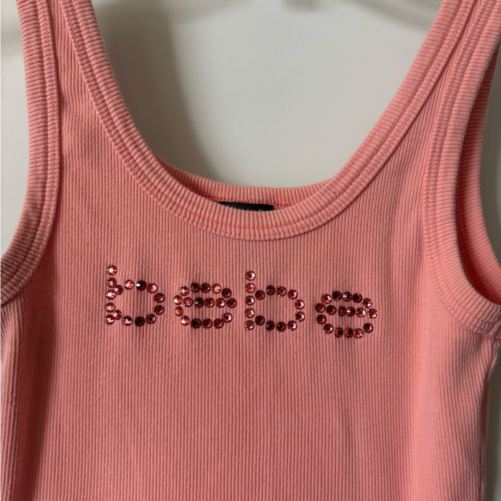 Bebe Coral Top with Sparkling Logo